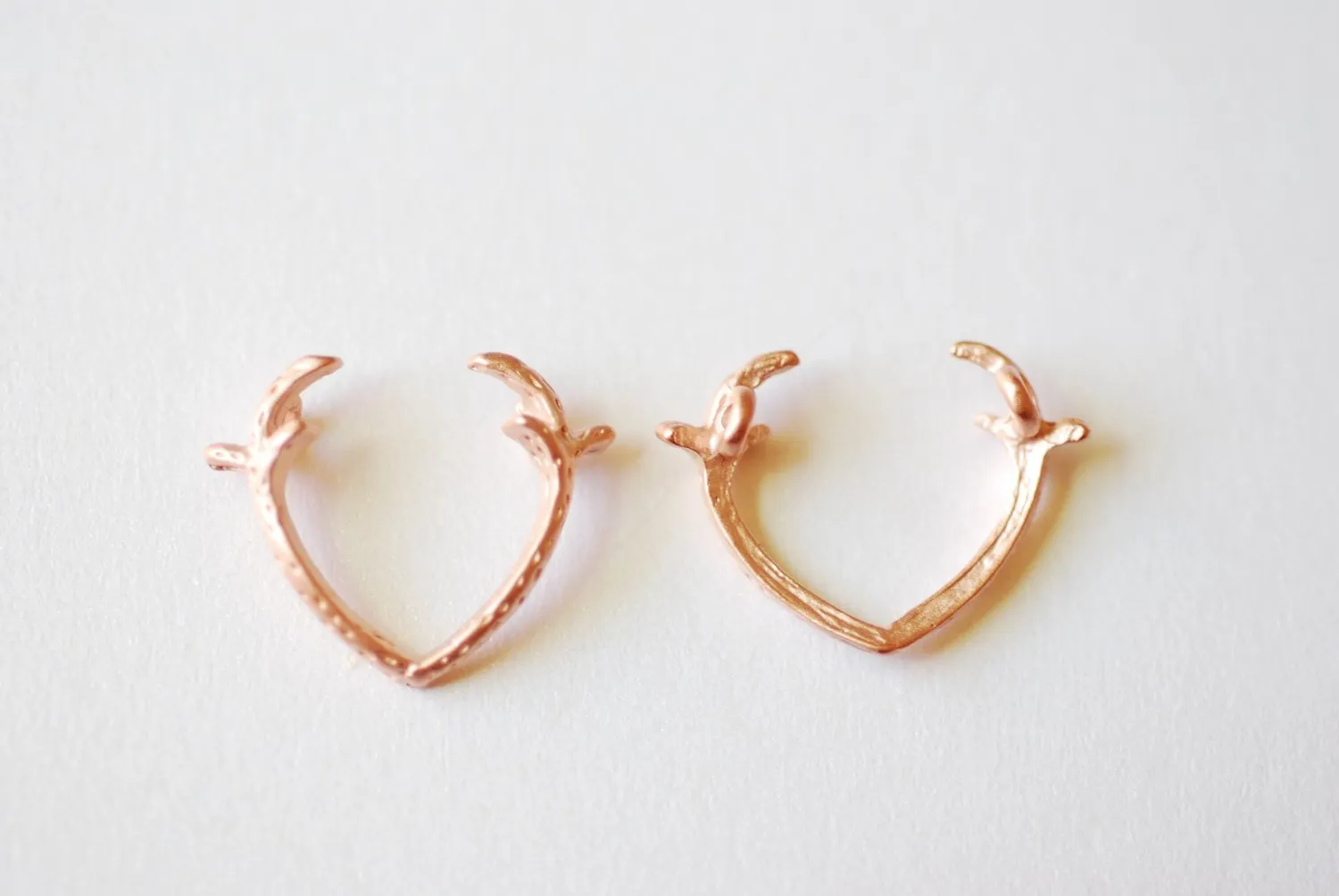 Matte Pink Rose Vermeil Gold Deer Antler Charm- 18k gold plated over Sterling Silver Deer Antlers, Gold Dear Antler Connector Charm, 236