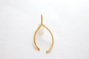 Matte Vermeil Gold Thin Hammered Wishbone Charm- 18k gold plated over Sterling Silver Wishbone, Vermeil Gold Wishbone Pendant Charm, 217