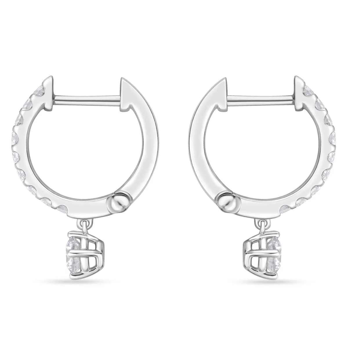 Memoire 18k White Gold Odessa Huggie Drop Diamond Earrings