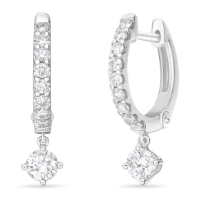 Memoire 18k White Gold Odessa Huggie Drop Diamond Earrings