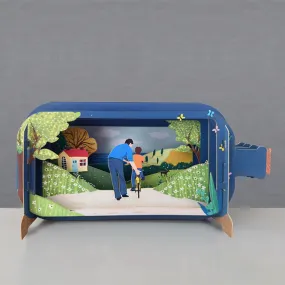 Message In A Bottle, Pop Up Card - Dad   Child On Bike