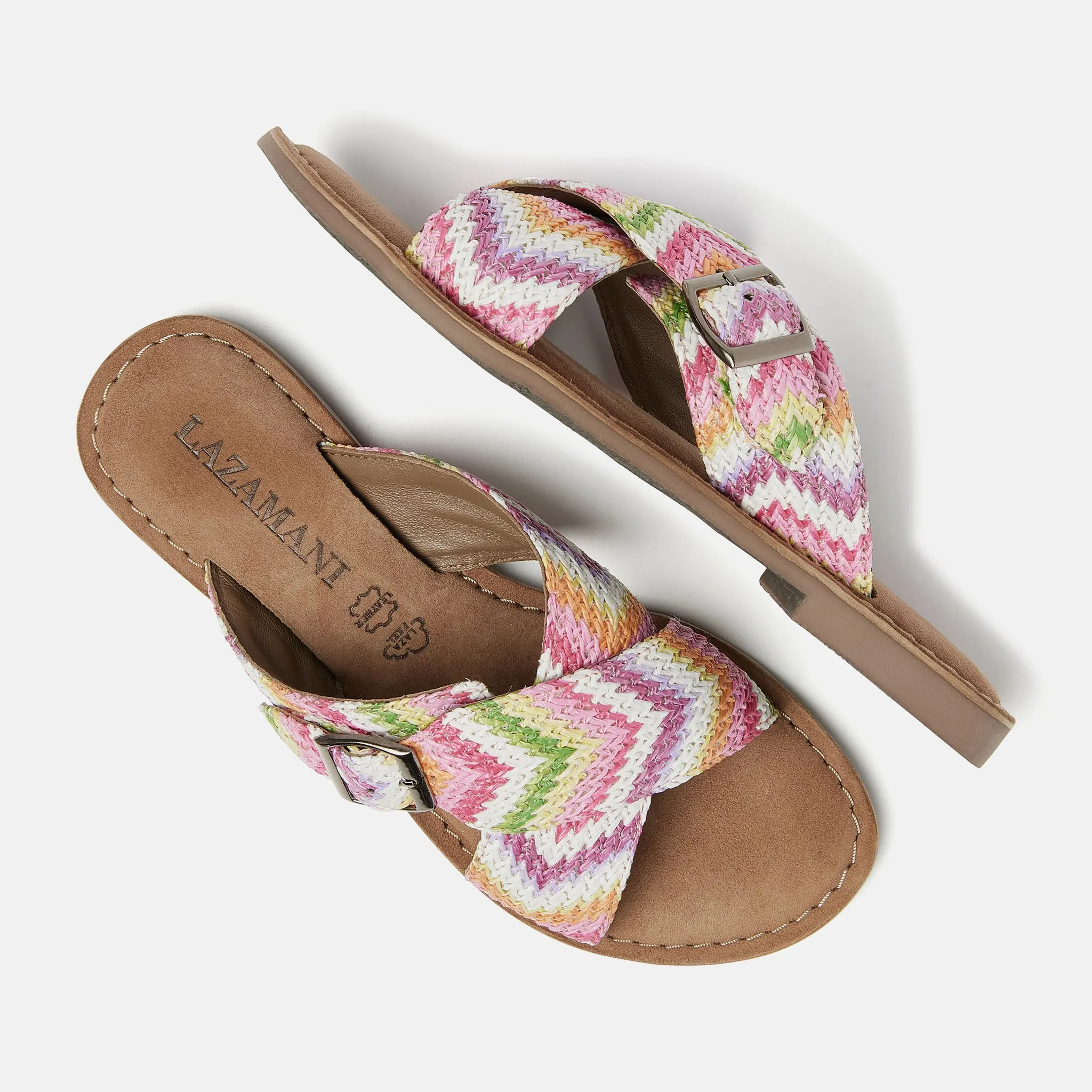 Mia Raffia Dames Slippers Pink