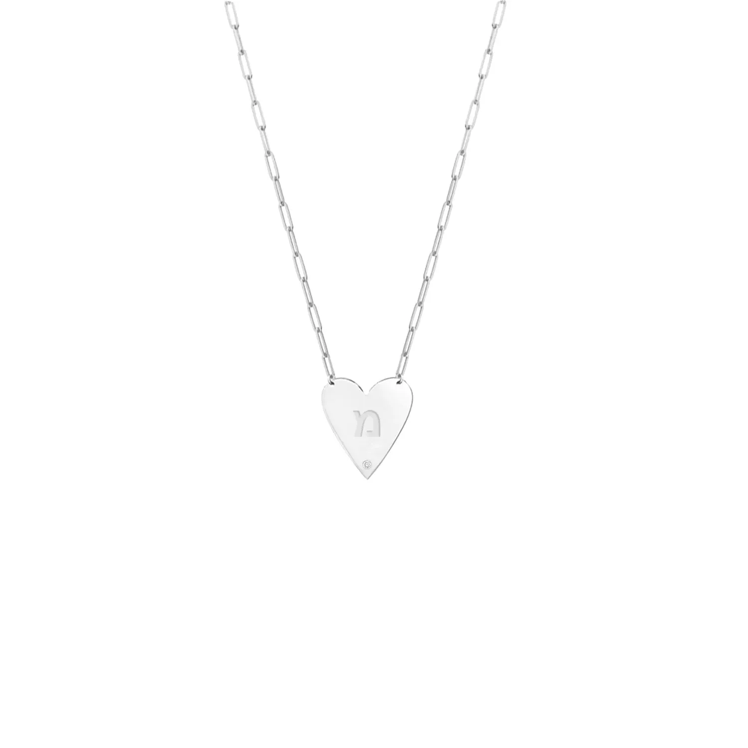 Mijal Diamond Heart Hebrew Initial Necklace