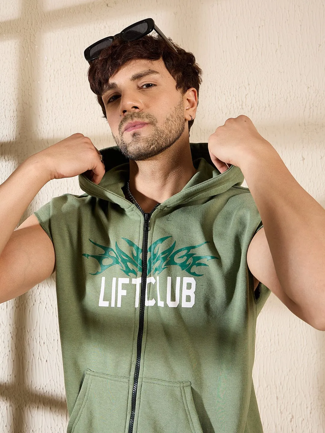 Mineral Green Lift Club Zipped Tank Tshirt