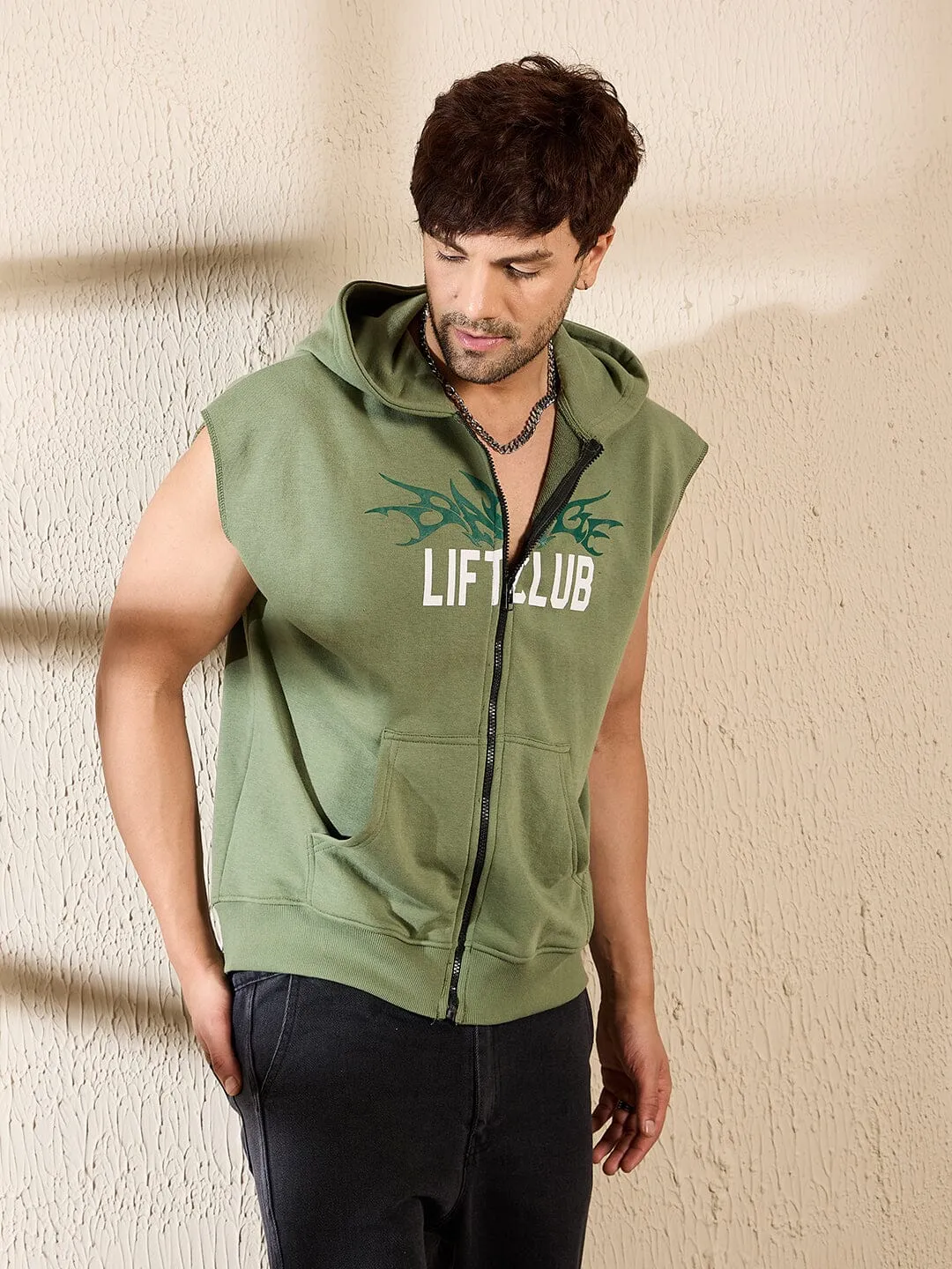 Mineral Green Lift Club Zipped Tank Tshirt