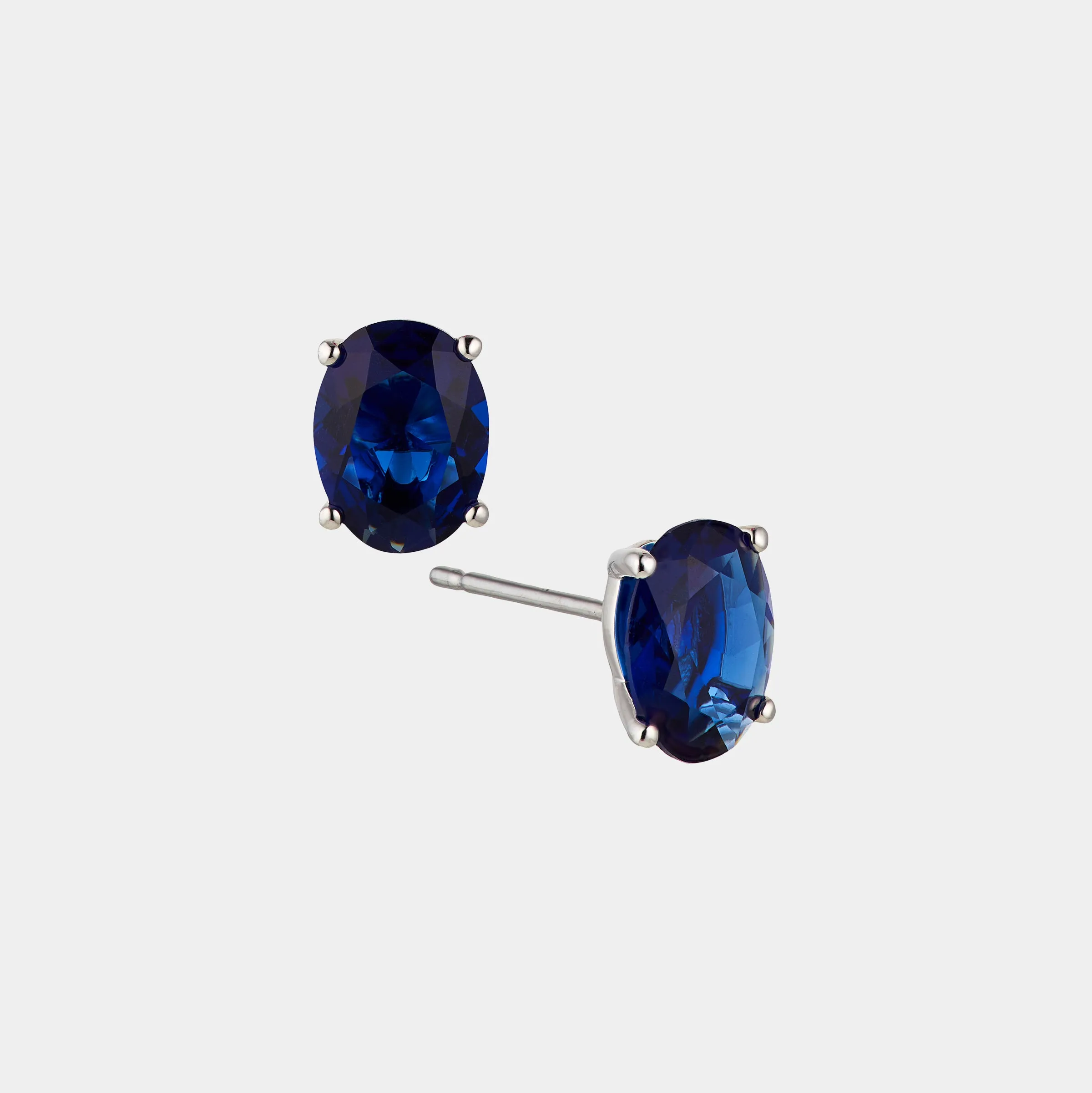 MODERN LOVE LARGE OVAL FAUX SAPPHIRE STUD EARRINGS