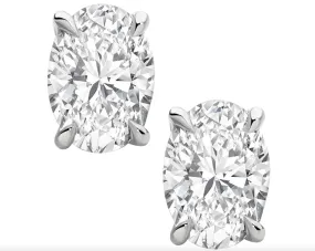 MONA 8 Carat Oval Cut Diamond Stud Earrings in Platinum  GIA Certified D Color VS1 Clarity By Mike Nekta