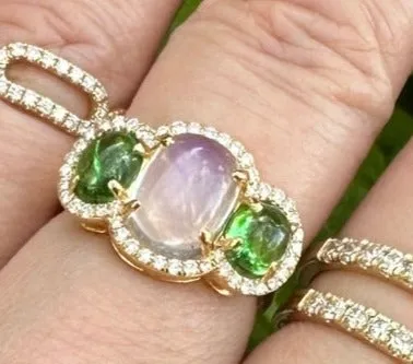 Moonstone Tsavorite Diamond Ring