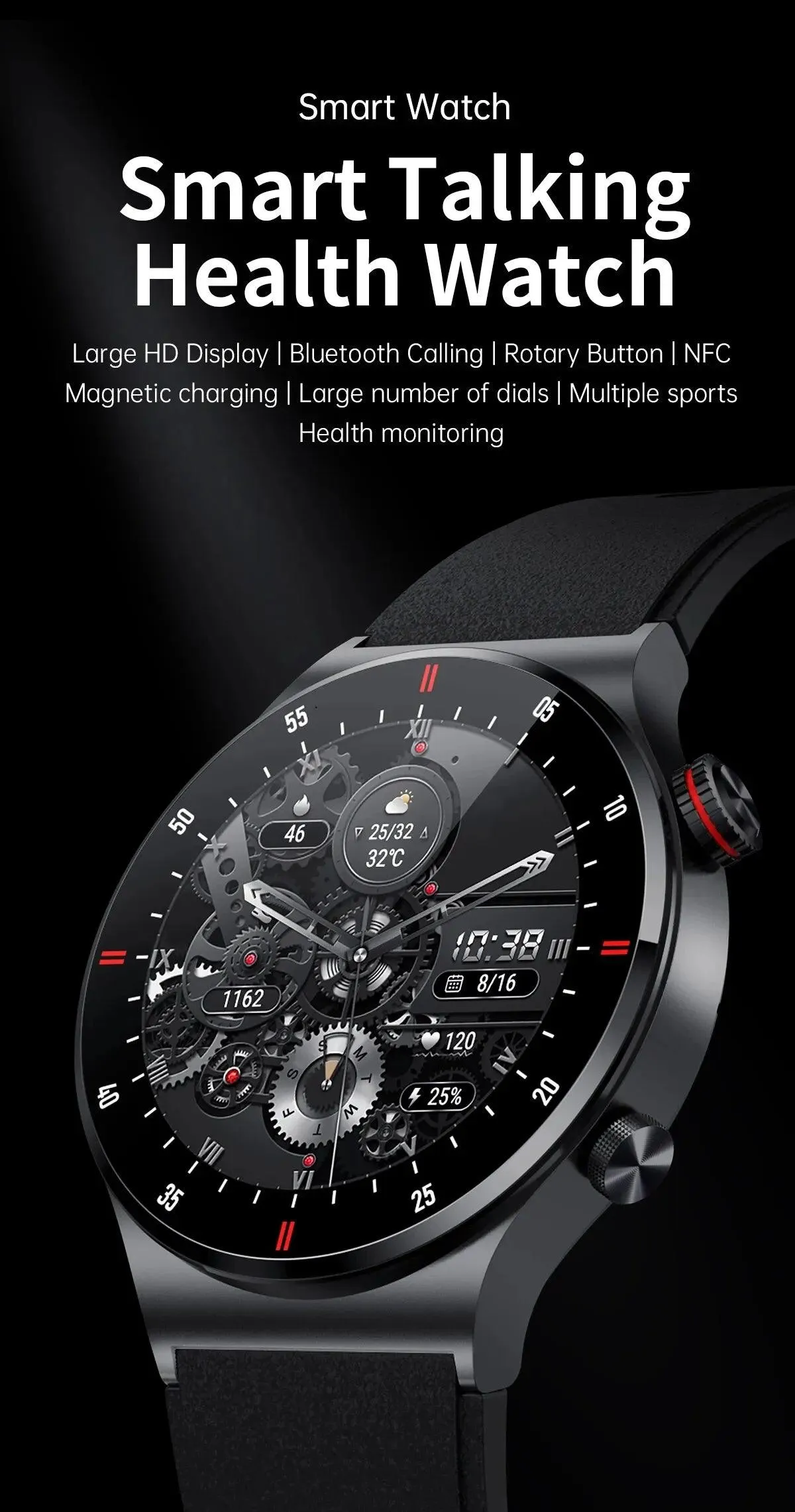 MSW129 Men's Smartwatch - Sports Waterproof for iOS and Android