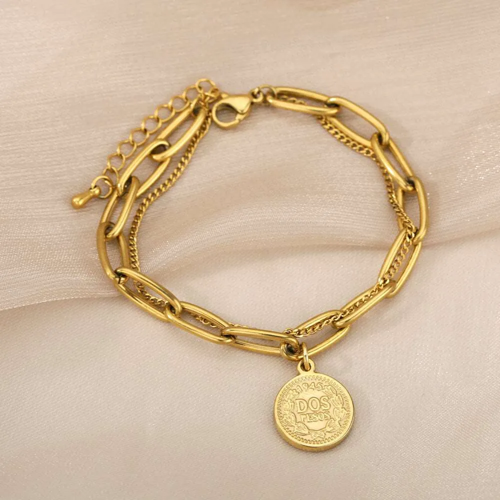 Multilayer Coin Chain Bracelet