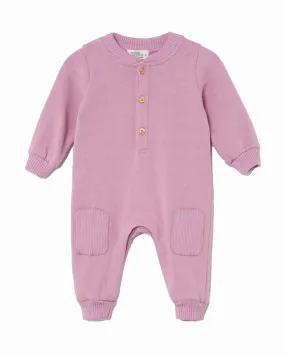 MY LITTLE COZMO MANIFESTO n°1 Baby Soft Knit Jumpsuit Sleeper in Pink