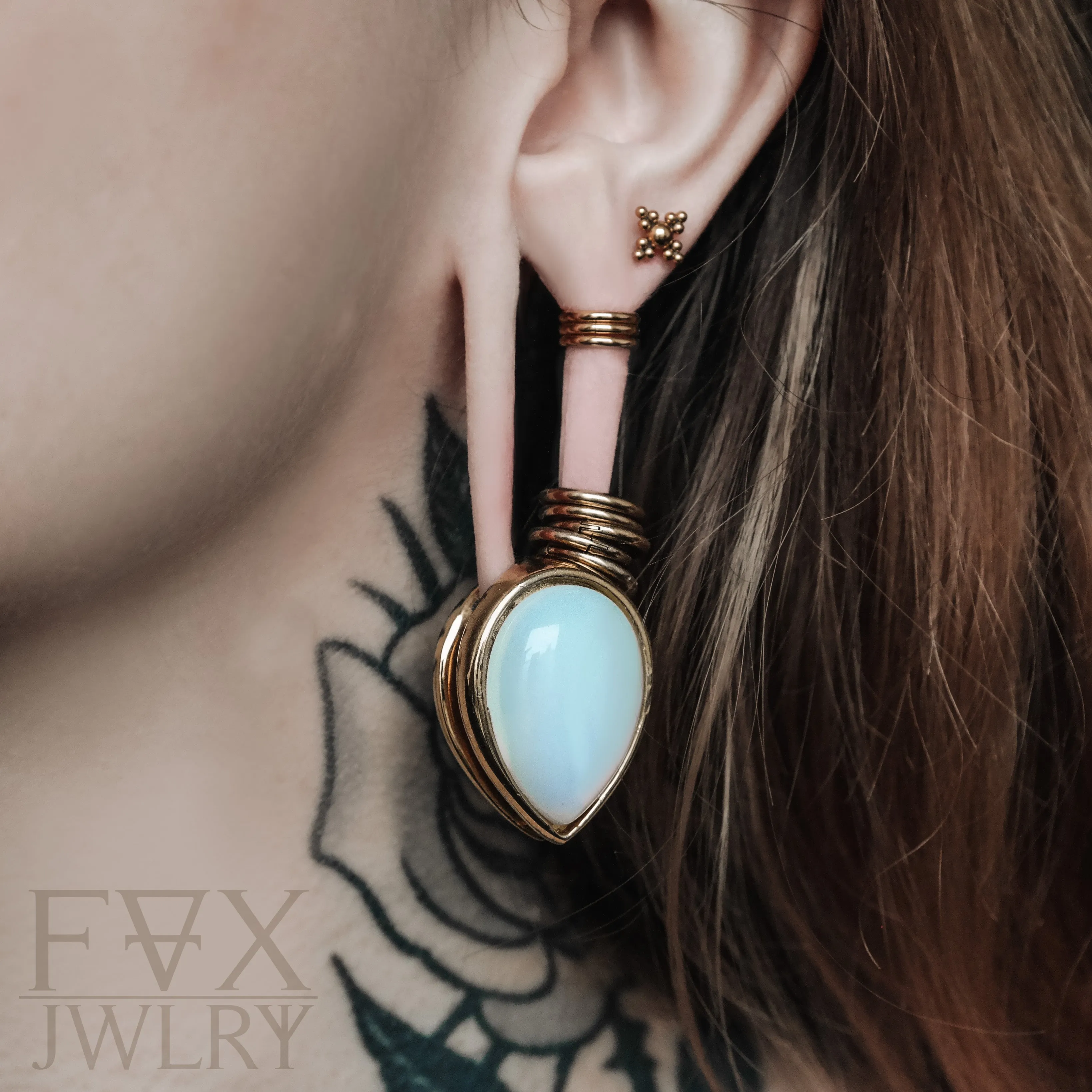 Opalite Teardrop Ear Weights