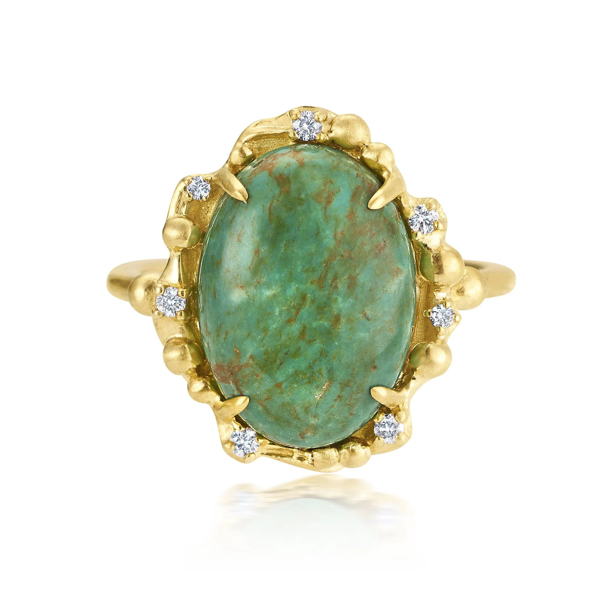 Oval Diamond Turquoise Water Ring