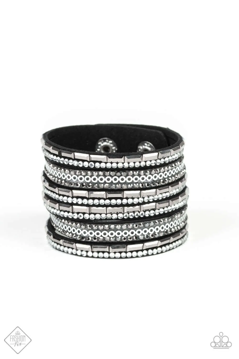 Paparazzi Accessories  - A Wait-and-SEQUIN Attitude Black Fashion Fix Bracelet June 2019