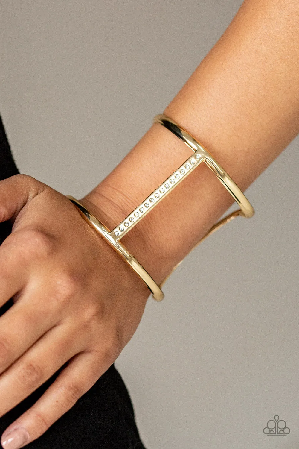 Paparazzi Bracelet ~ Diamond Deity - Gold Cuff Bracelet