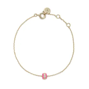 PINK ENAMEL & CZ CHANNEL RONDELLE BRACELET