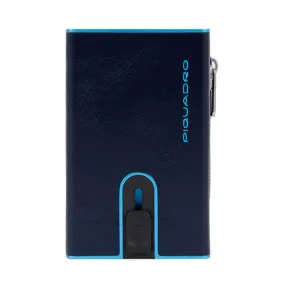 Portacarte PIQUADRO in Pelle e Alluminio con RFID Colore Blu Linea Blue Square - PP5585B2BLR