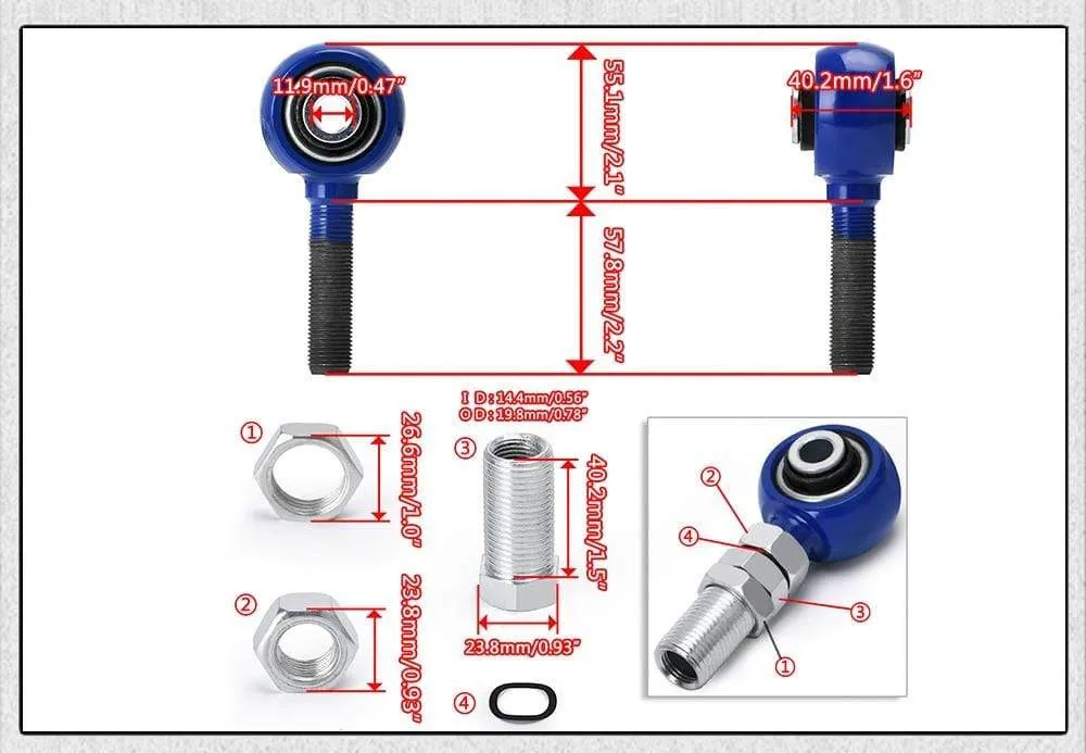 PQY - Adjustable Rear Upper Arm Camber Kit Suspension Bar For 89-00 Nissan 240SX S13 PQY9816