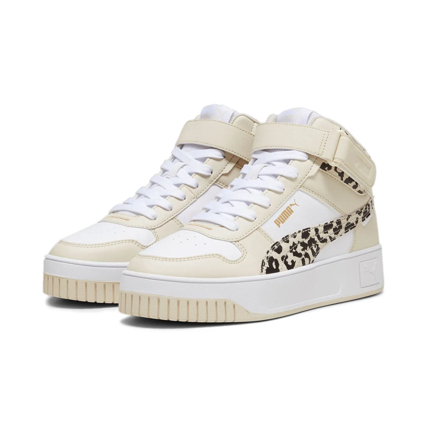 Puma women's sneakers shoe Carina Street Mid Animal 394675-01 white-beige