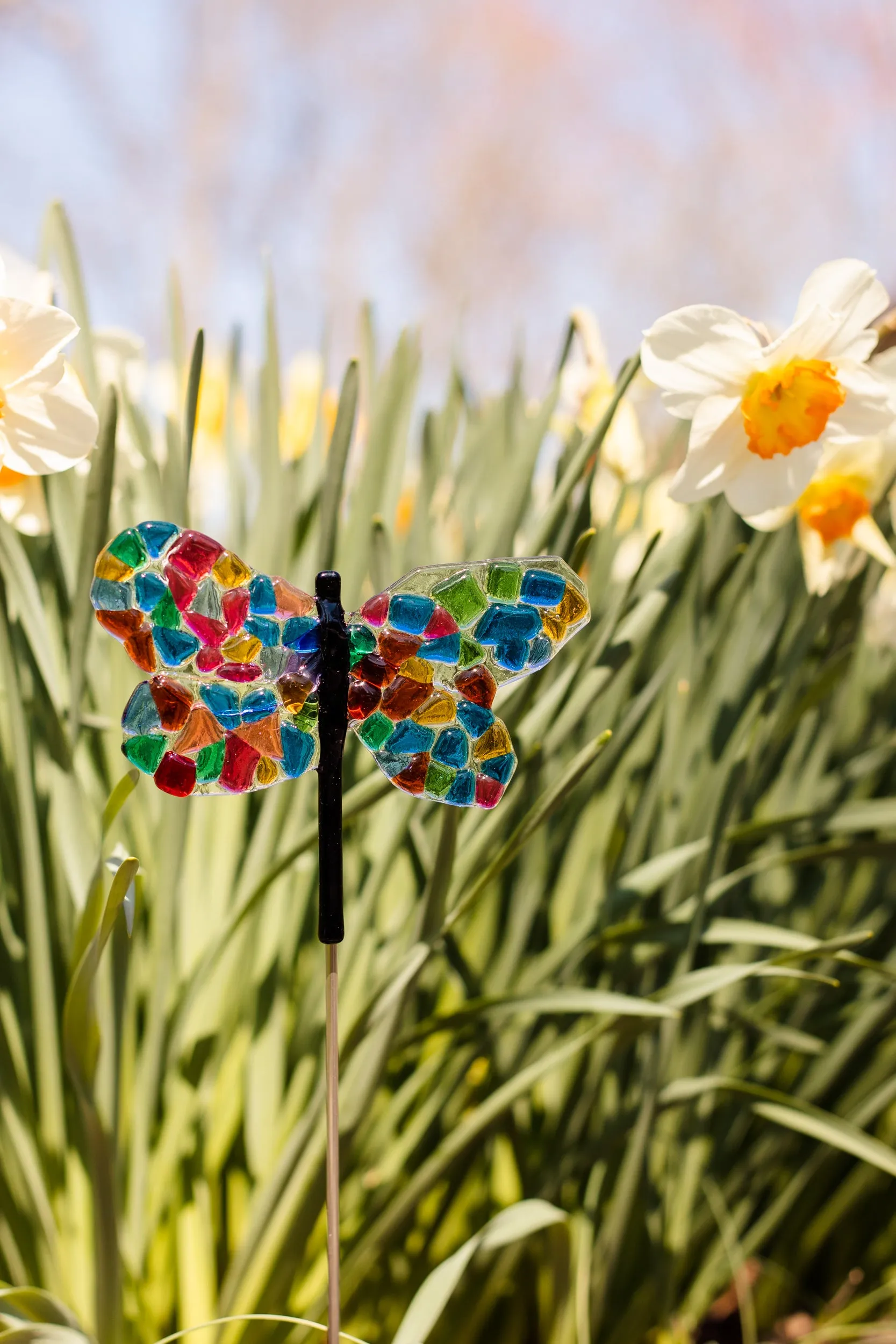 Rainbow Dragonfly Garden Stake