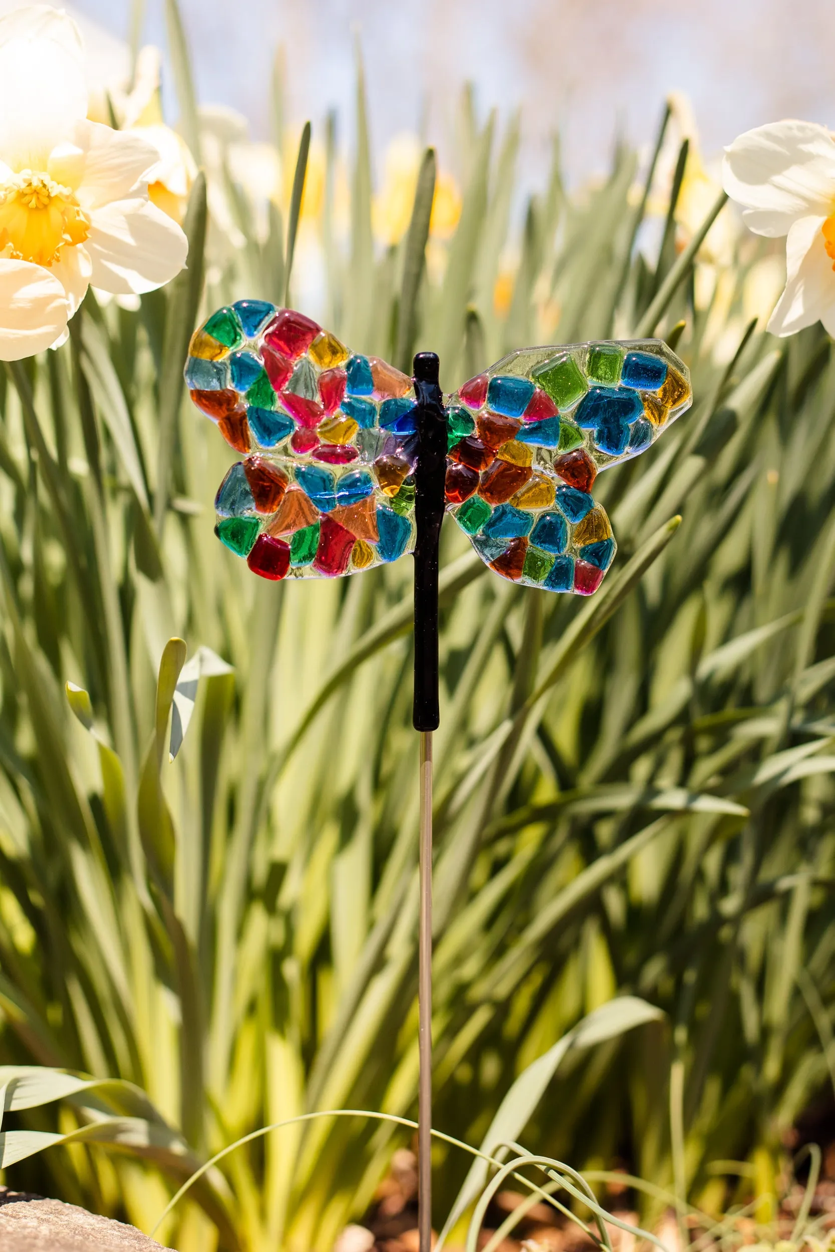 Rainbow Dragonfly Garden Stake