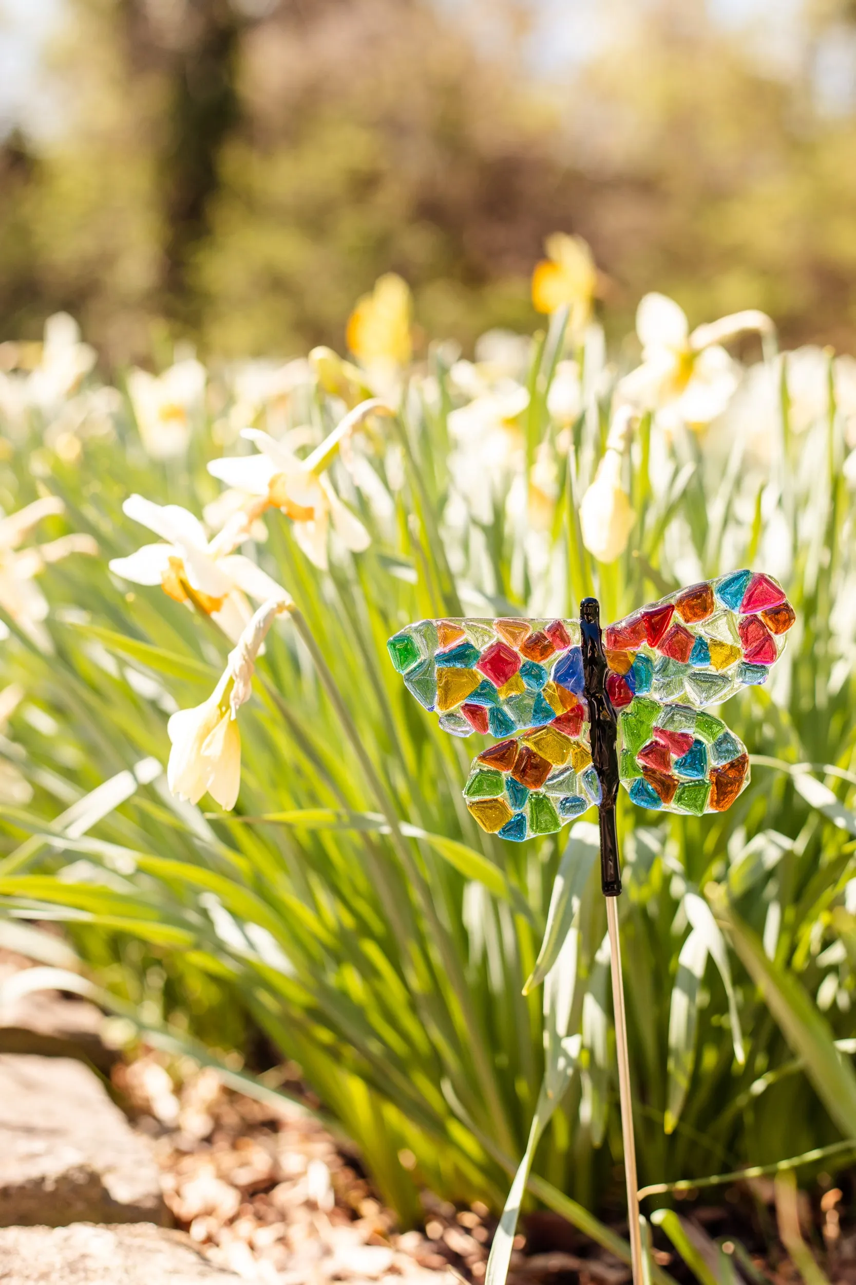 Rainbow Dragonfly Garden Stake