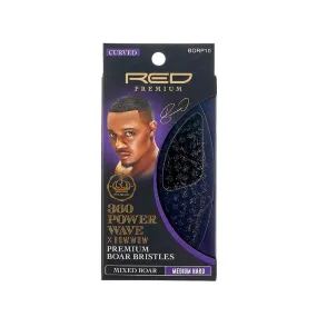 RED PREMIUM | 360 Power Wave Palm Boar Brush (Medium Hard)