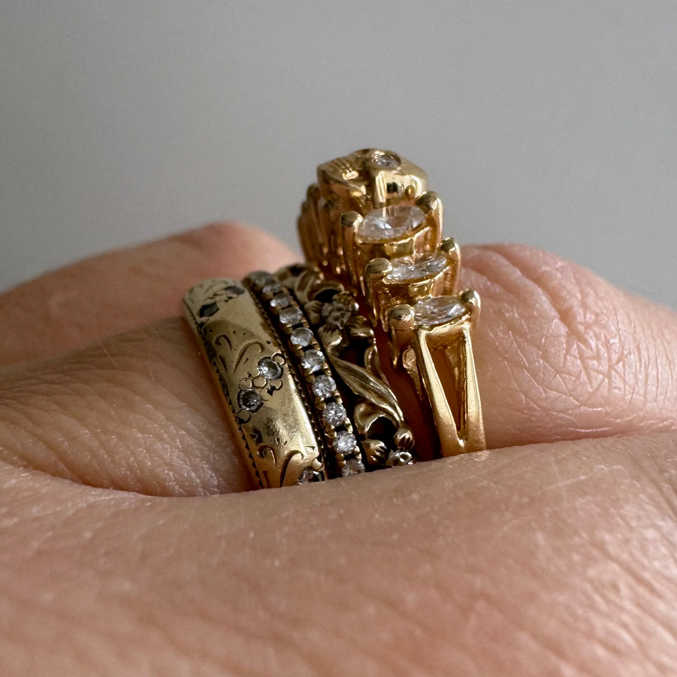 reimagined V I N T A G E // memento mori / solid 14k yellow gold and diamond skull ring / Memento Mori / size 7.5