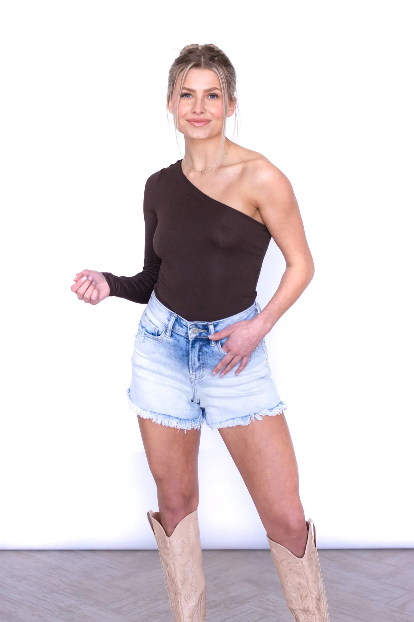 Relaxed Livin' Acid Wash High-Rise Denim Short