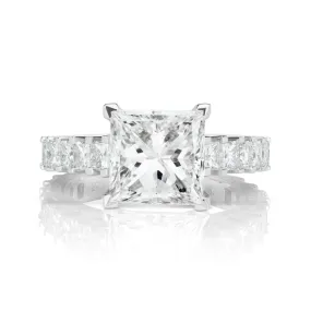 SASHA 6 Carat Princess Cut H Color SI2 Clarity Clarity Diamond Engagement Ring in 18K White Gold GIA CERTIFIED 4 ct H SI2 BY MIKE NEKTA