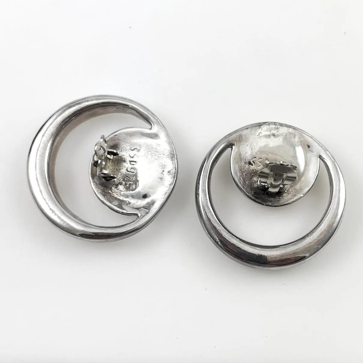 Simon Sebbag Modern Silver Clip On Earrings