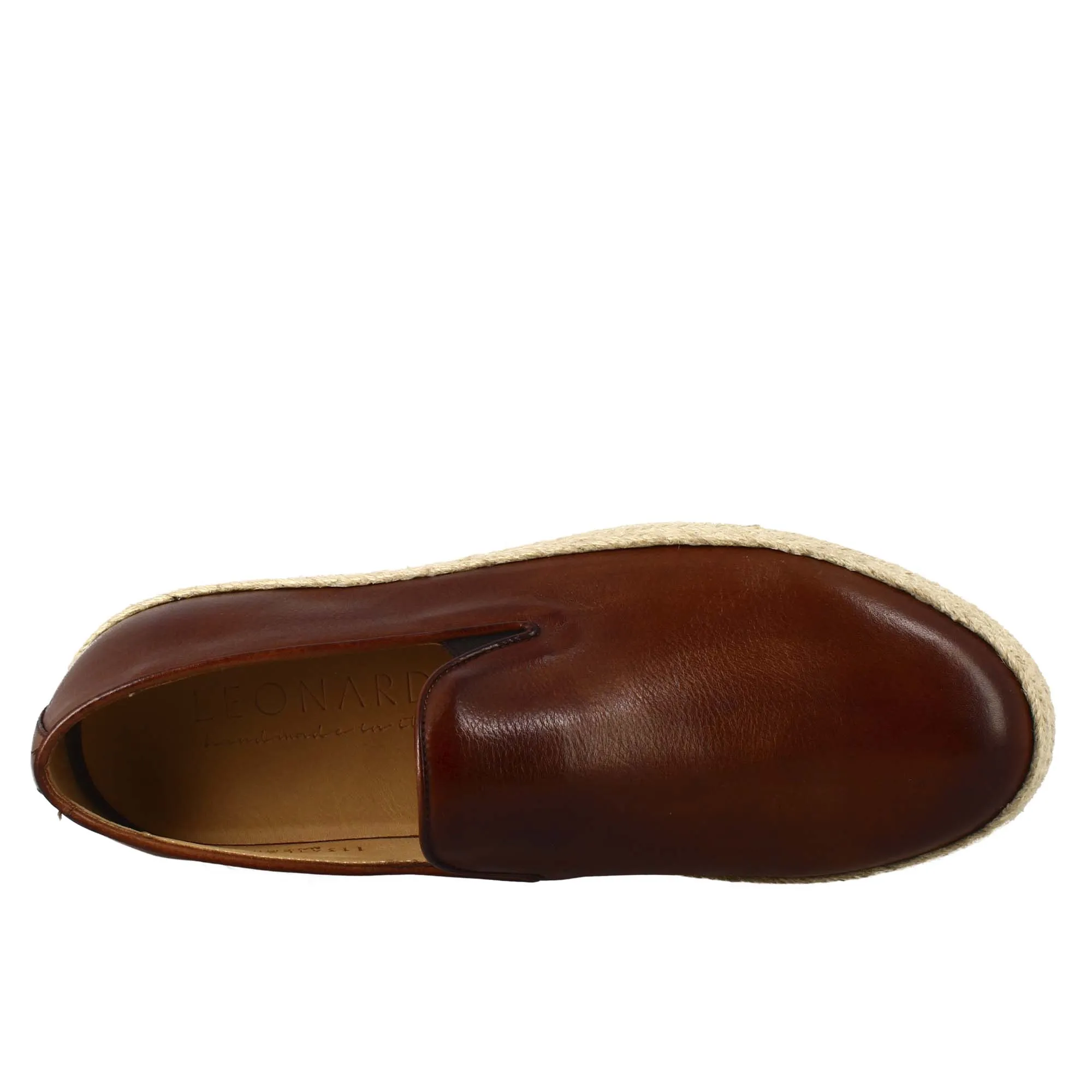 Sneaker marrone brandy elegante da uomo in pelle liscia