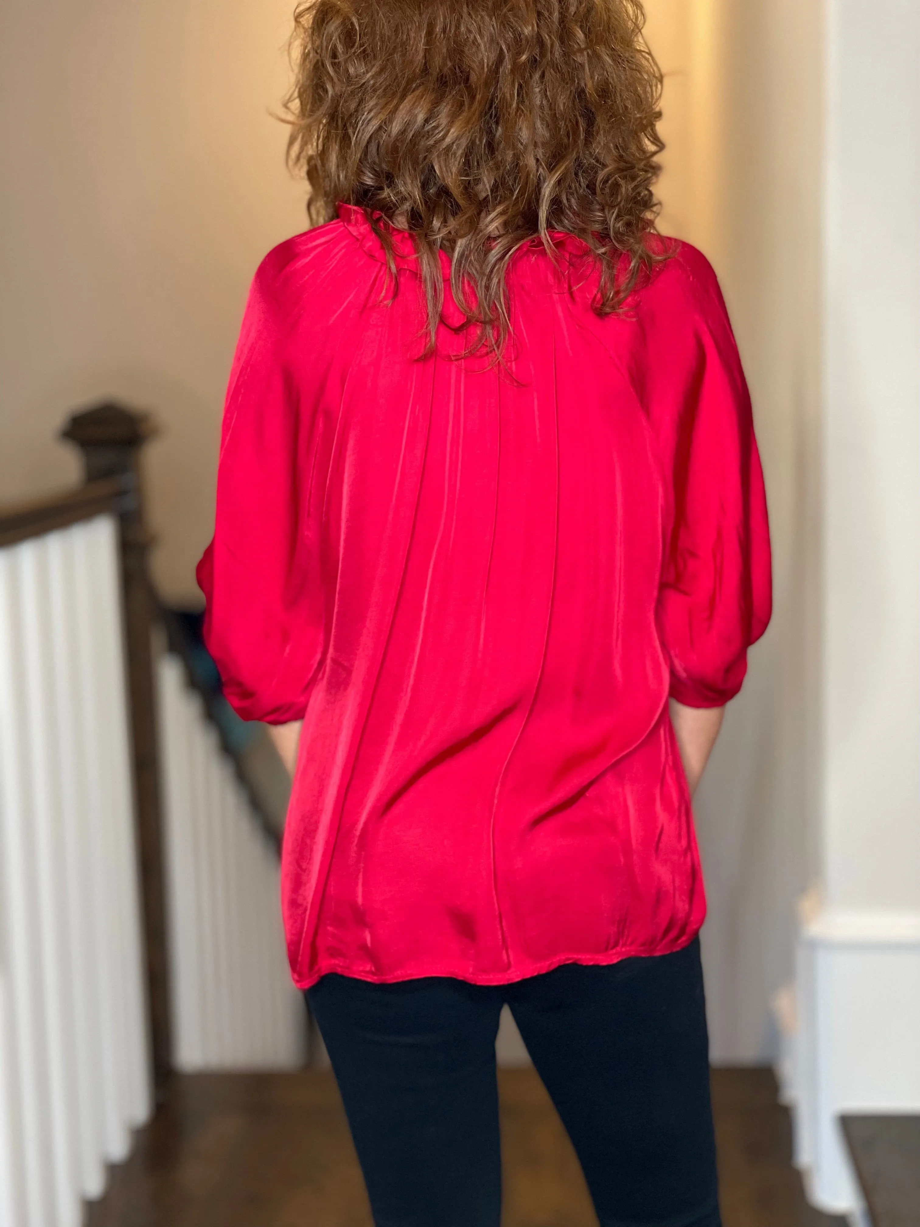 Sofia Brand Luisa Silk Top in Red