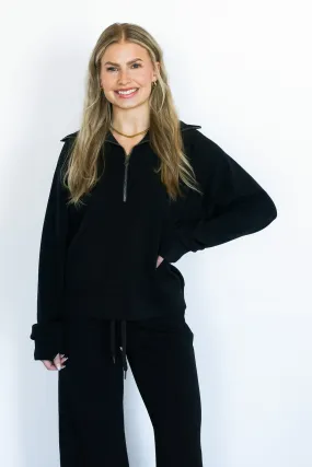 SPANX Air Essentials Black Half Zip Top