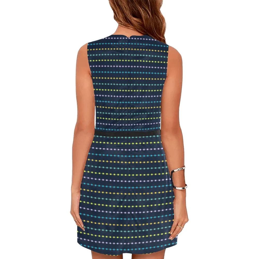 square multicolored print 10 A Eos Women's Sleeveless Dress (Model D01)