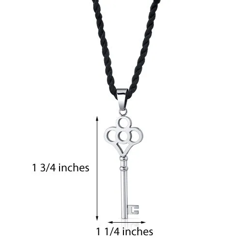 Stainless Steel Crown Key Pendant Necklace