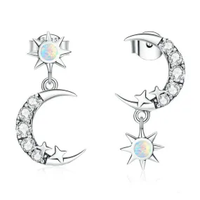 'Stars and Moons' CZ and Sterling Silver Earrings