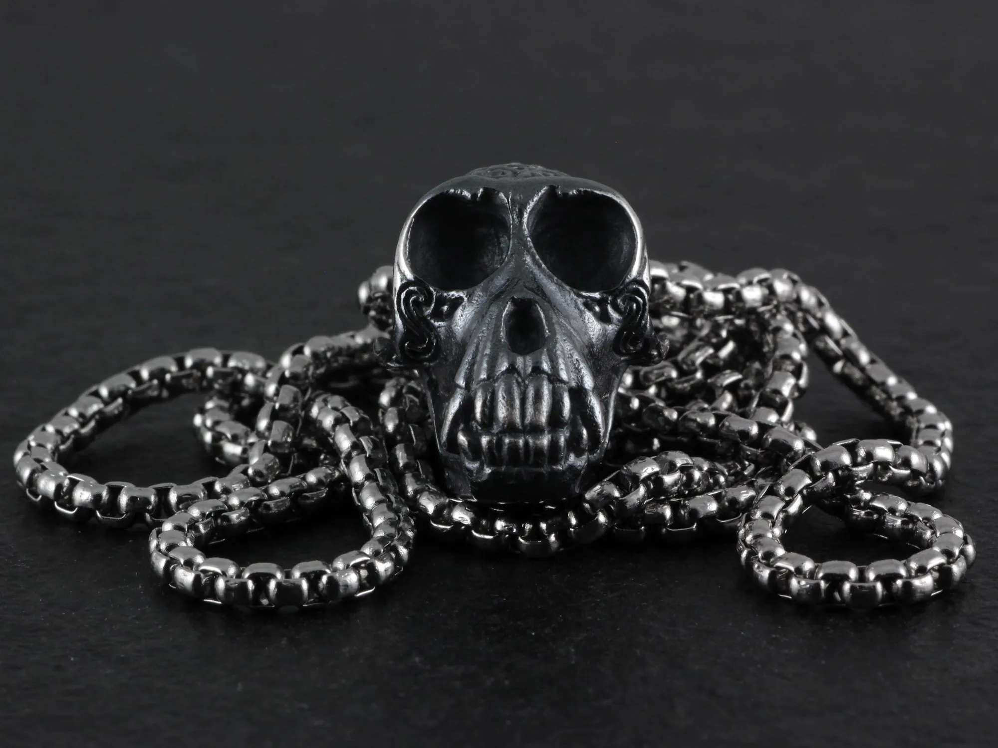 Sterling Silver Monkey Skull Necklace