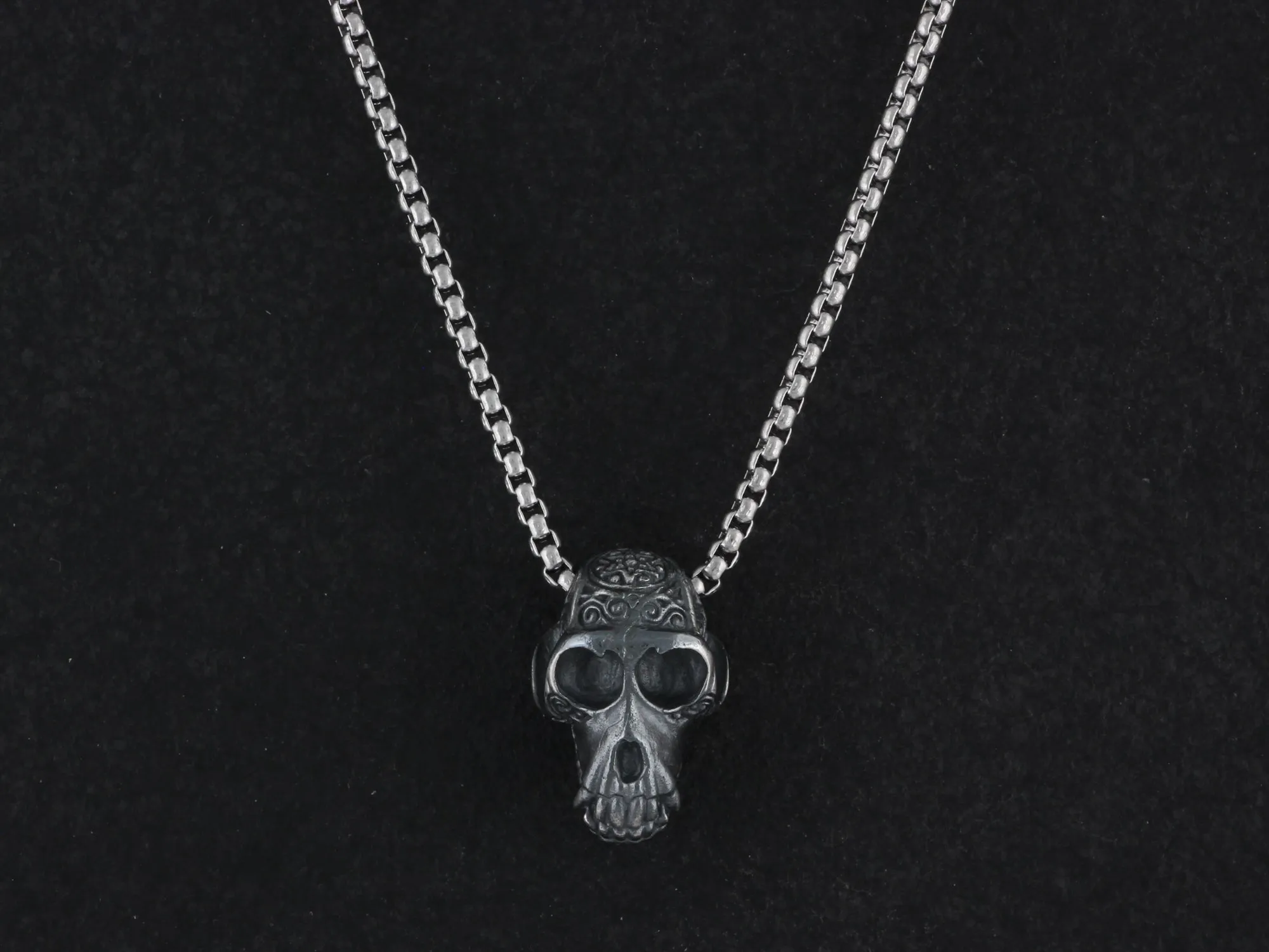 Sterling Silver Monkey Skull Necklace