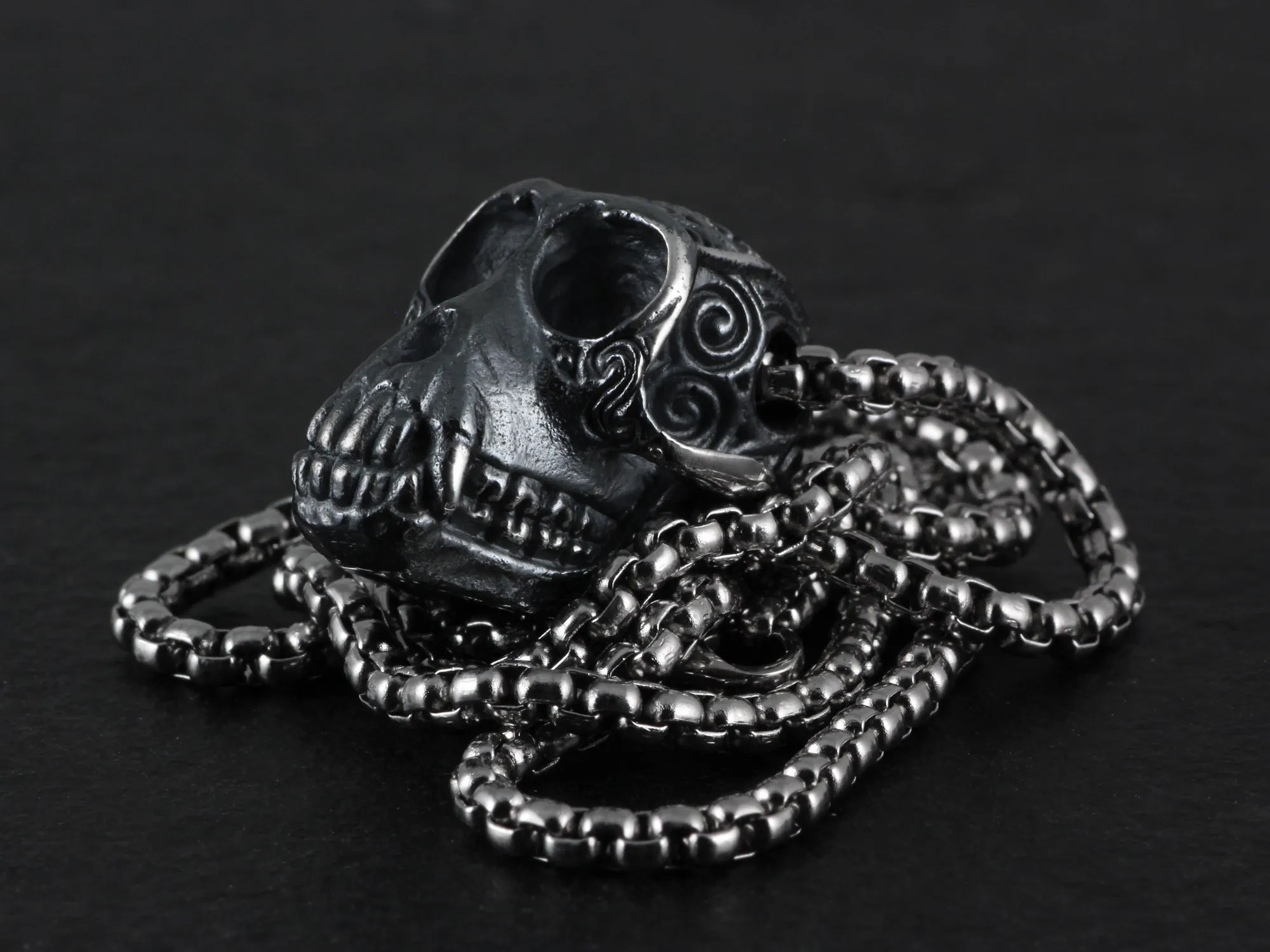 Sterling Silver Monkey Skull Necklace