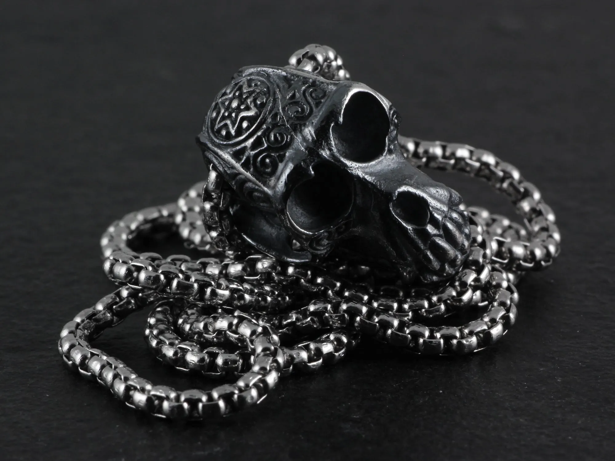 Sterling Silver Monkey Skull Necklace