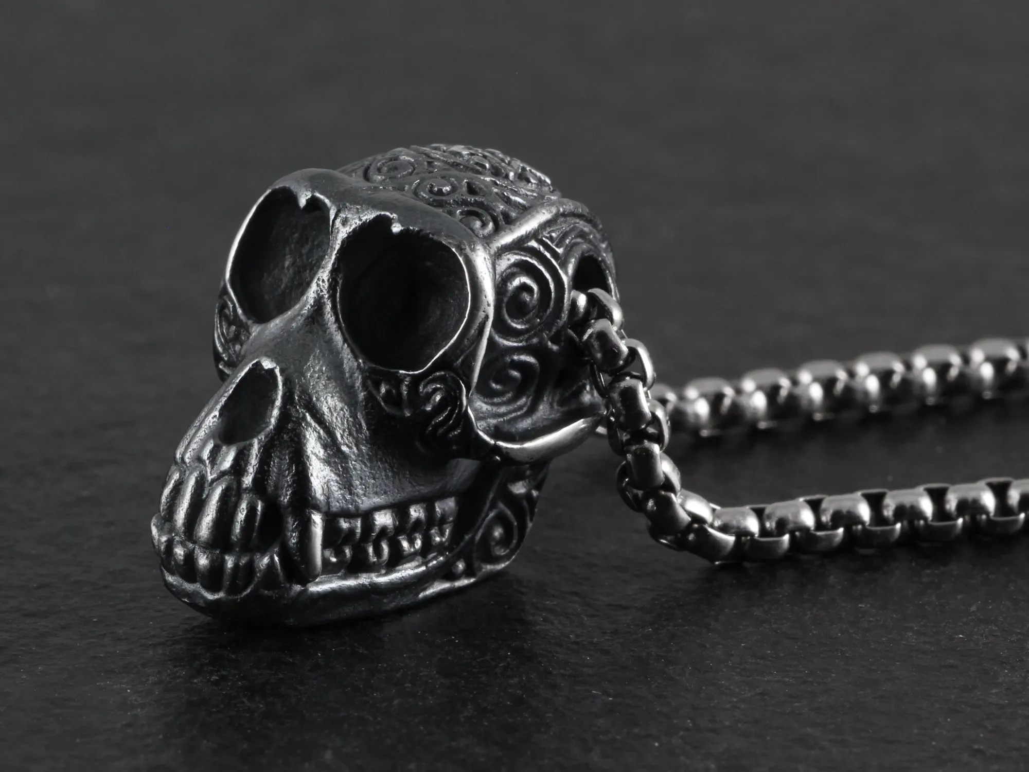 Sterling Silver Monkey Skull Necklace