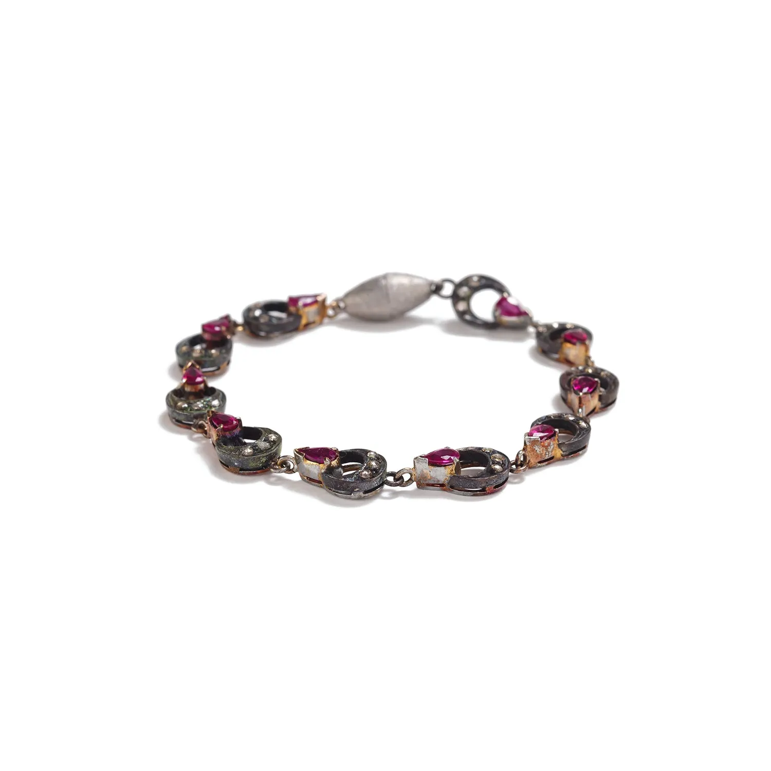 Sterling Silver, Ruby & Diamond Bracelet