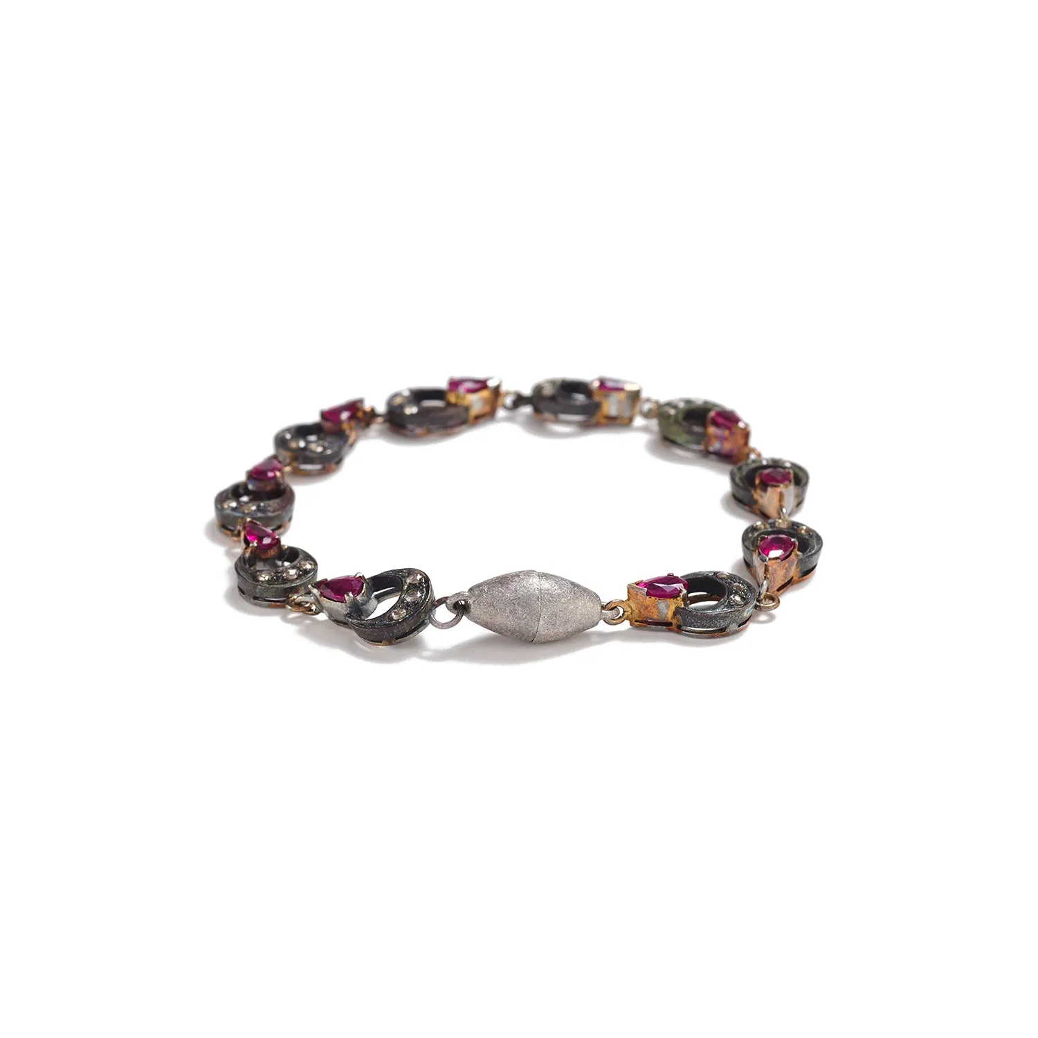 Sterling Silver, Ruby & Diamond Bracelet