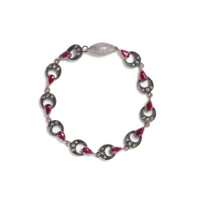 Sterling Silver, Ruby & Diamond Bracelet