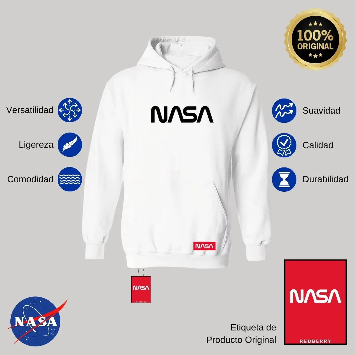 Sudadera para Hombre Hoodie Nasa Worm Mono