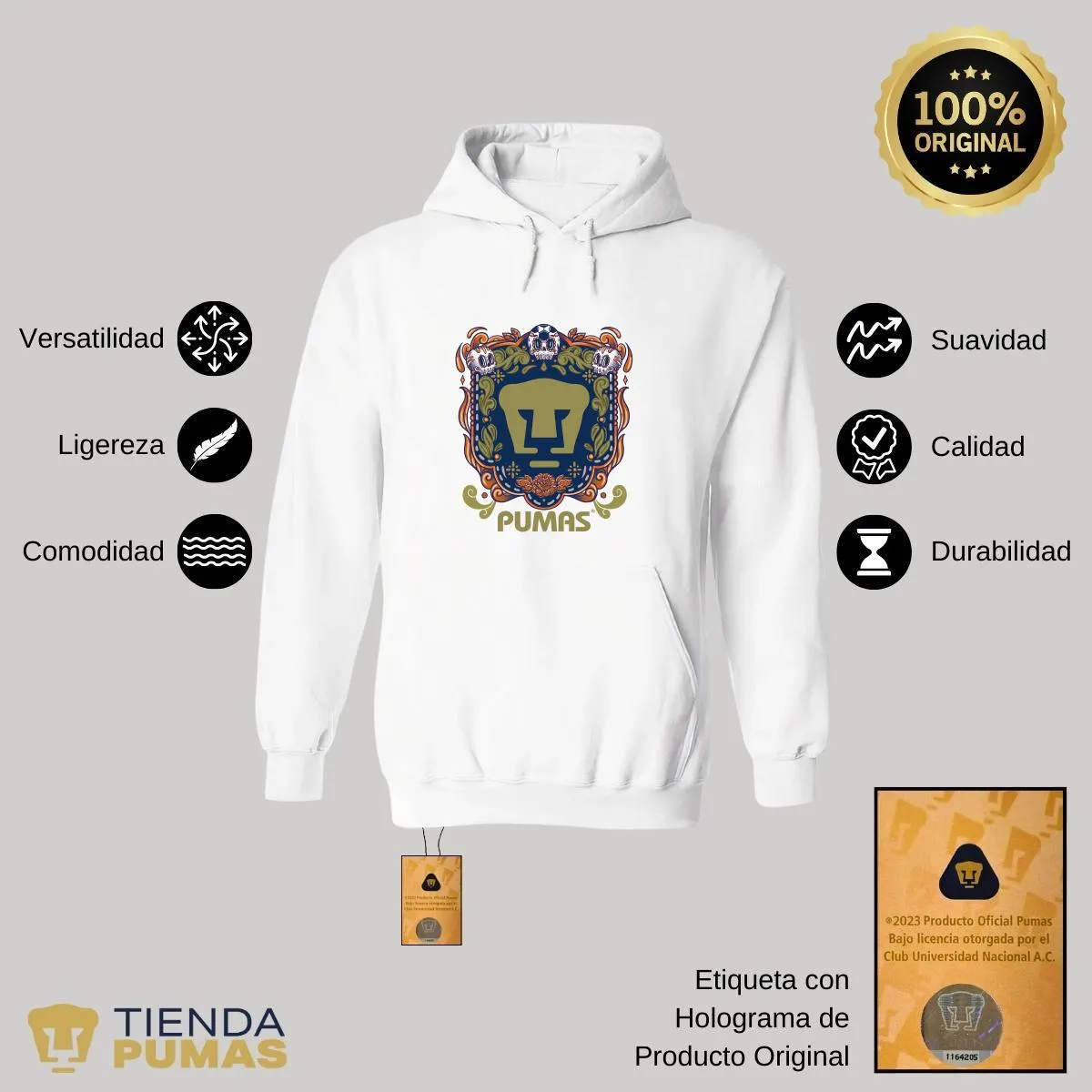 Sudadera para Hombre Hoodie Pumas UNAM Día de Muertos Nja