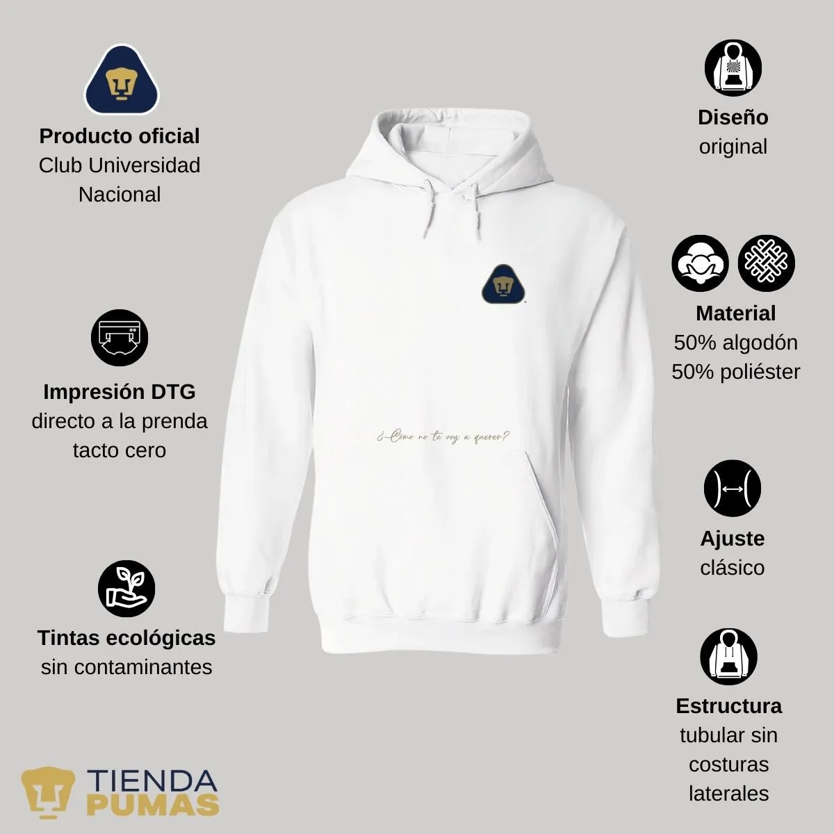 Sudadera para Hombre Hoodie Pumas UNAM Te voy a querer