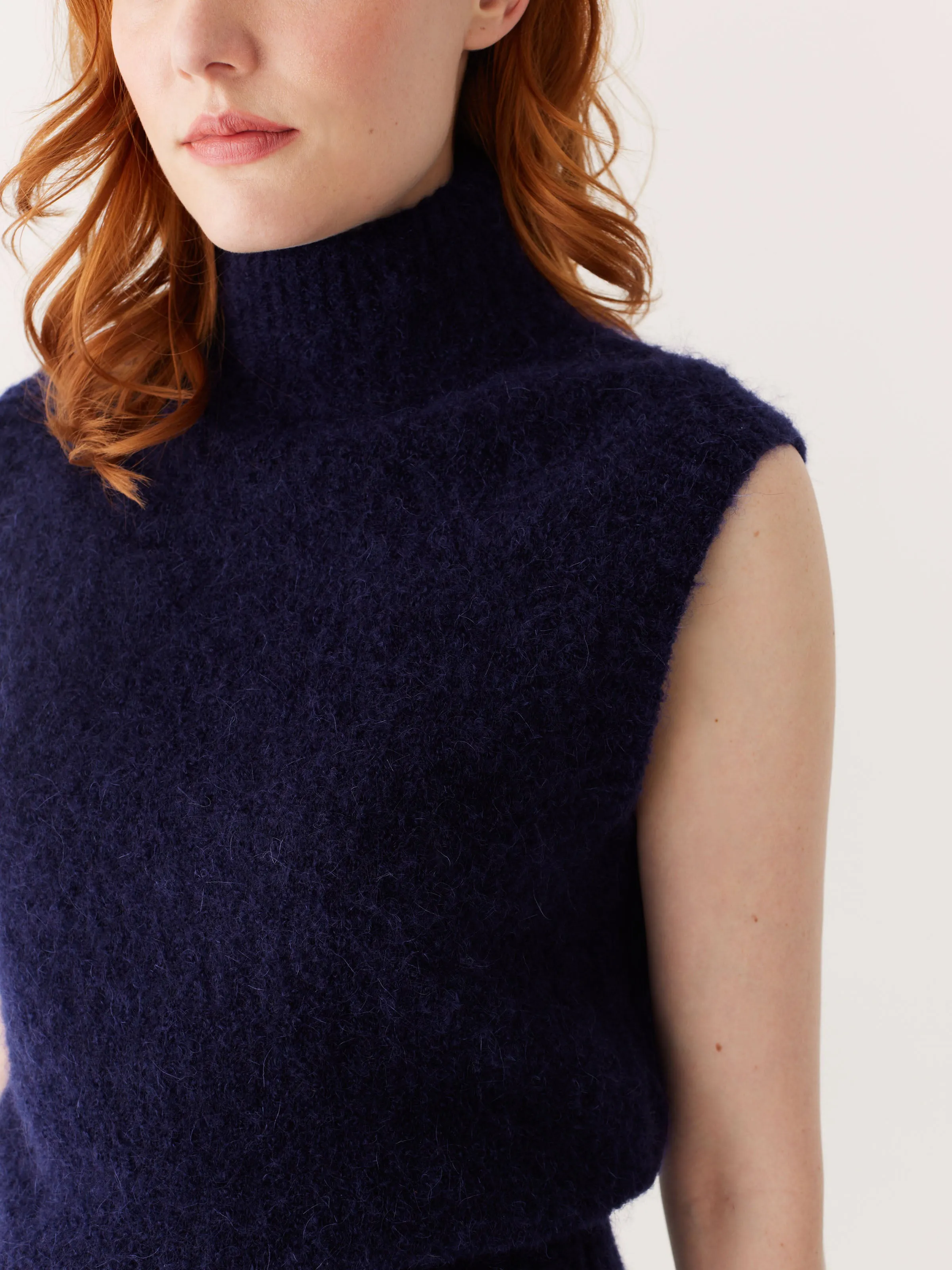 The Boucle Knit Sweater Vest in Night Sky