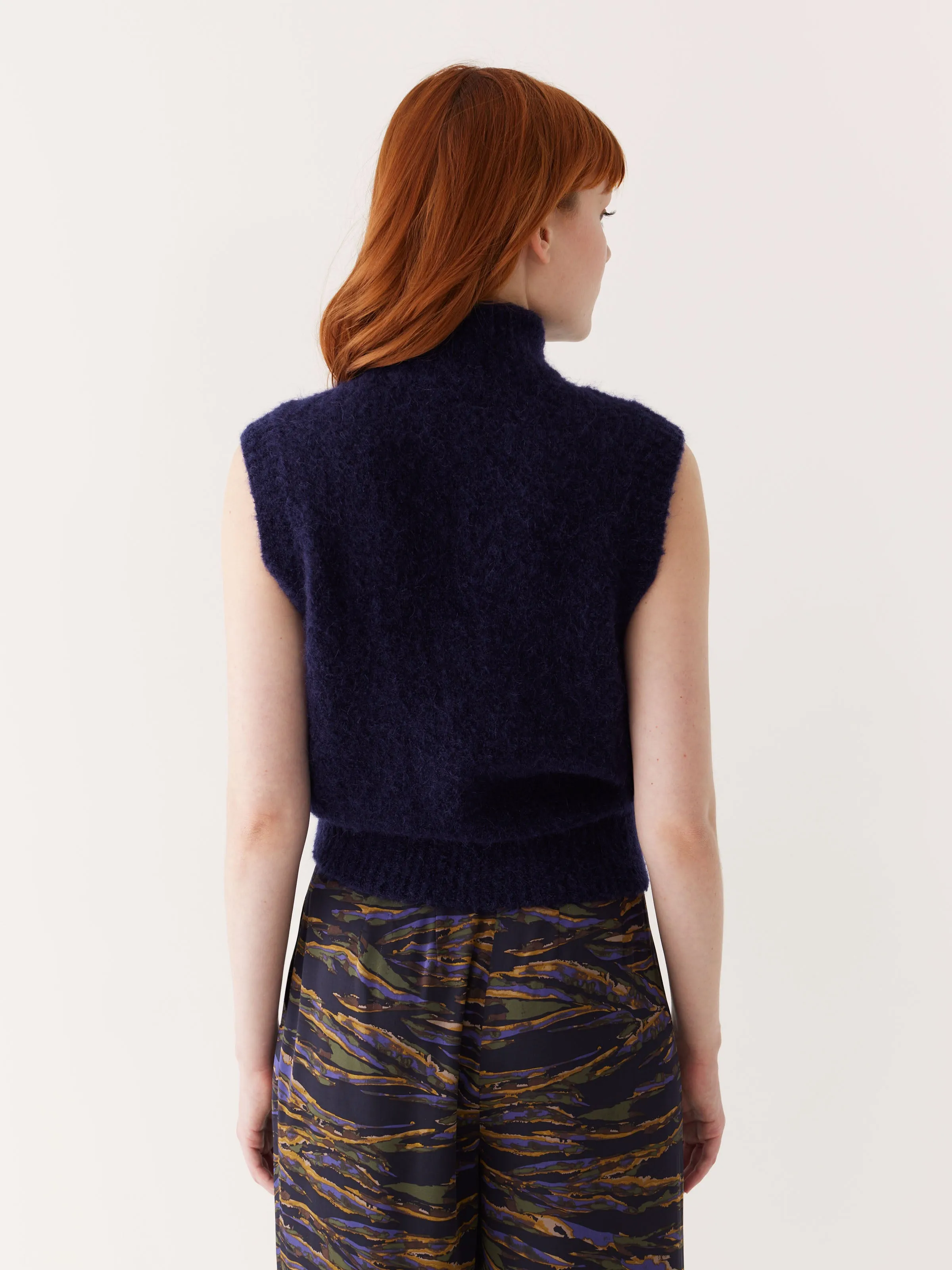 The Boucle Knit Sweater Vest in Night Sky